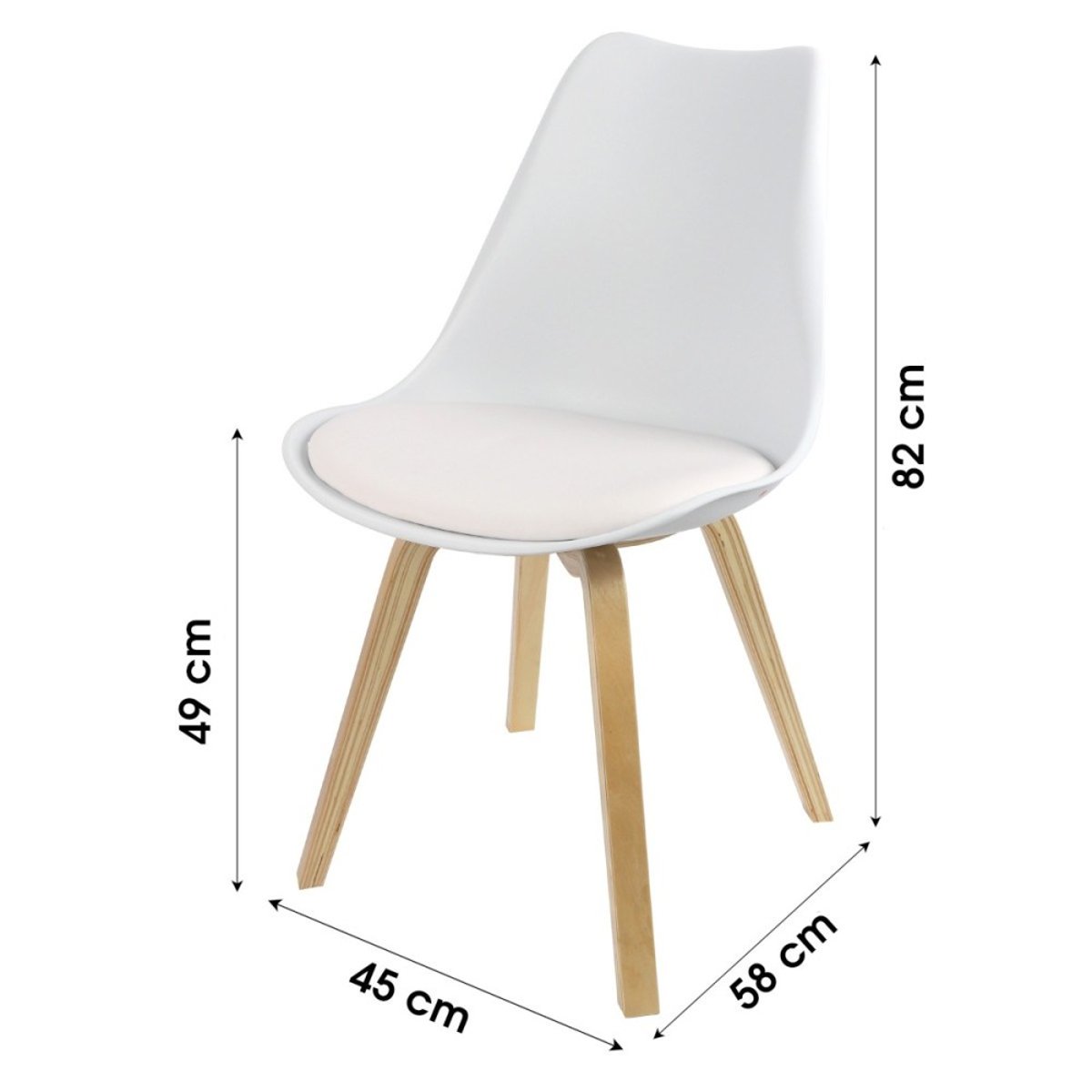 Chaise scandinave blanche avec coussin blanc, DECORATIE