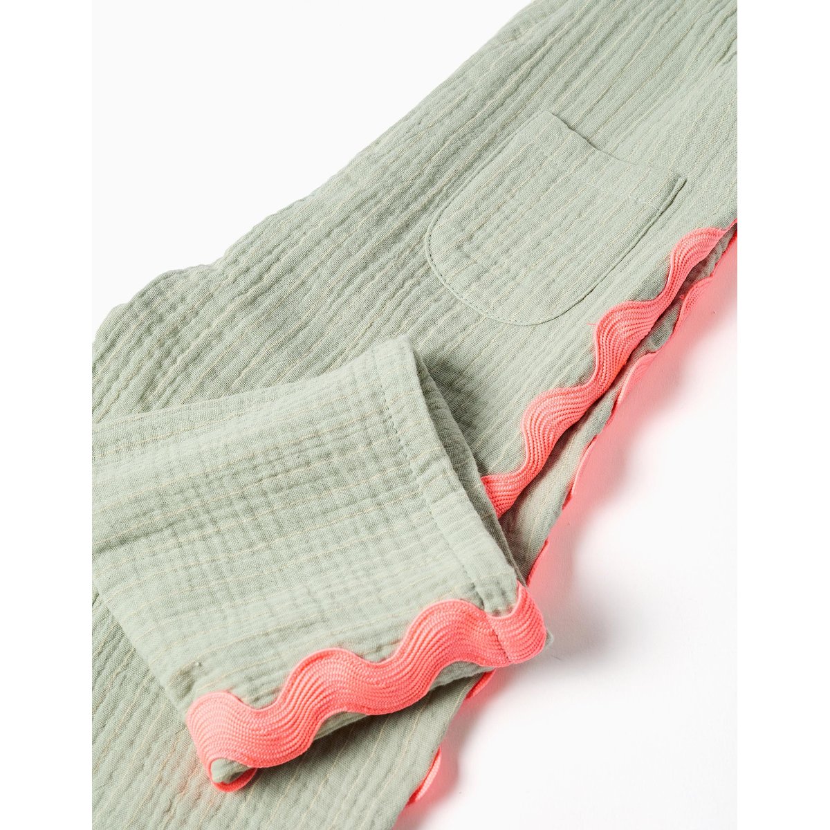 Salopette en coton avec bandes ric rac vert clair, ZIPPY