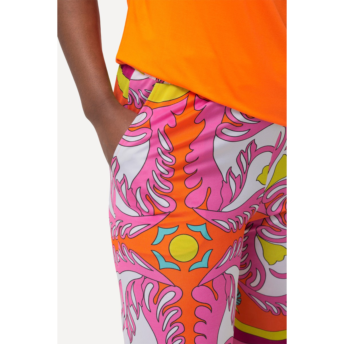 Pantalon slinky en jersey piqué. Jambe large orange clair, ULLA POPKEN