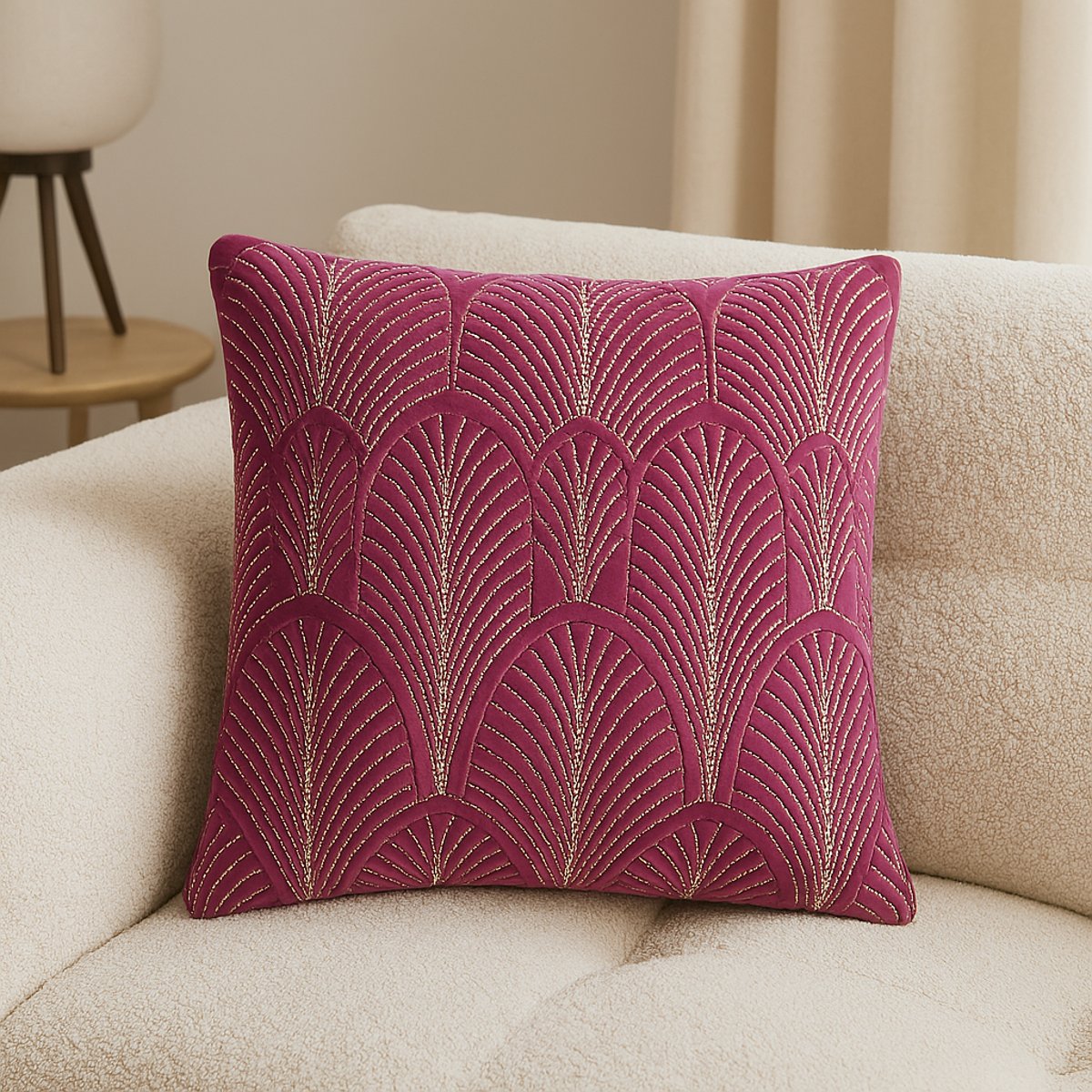 Housse de coussin décorative en coton 50x50 pourpre, SIA DECO