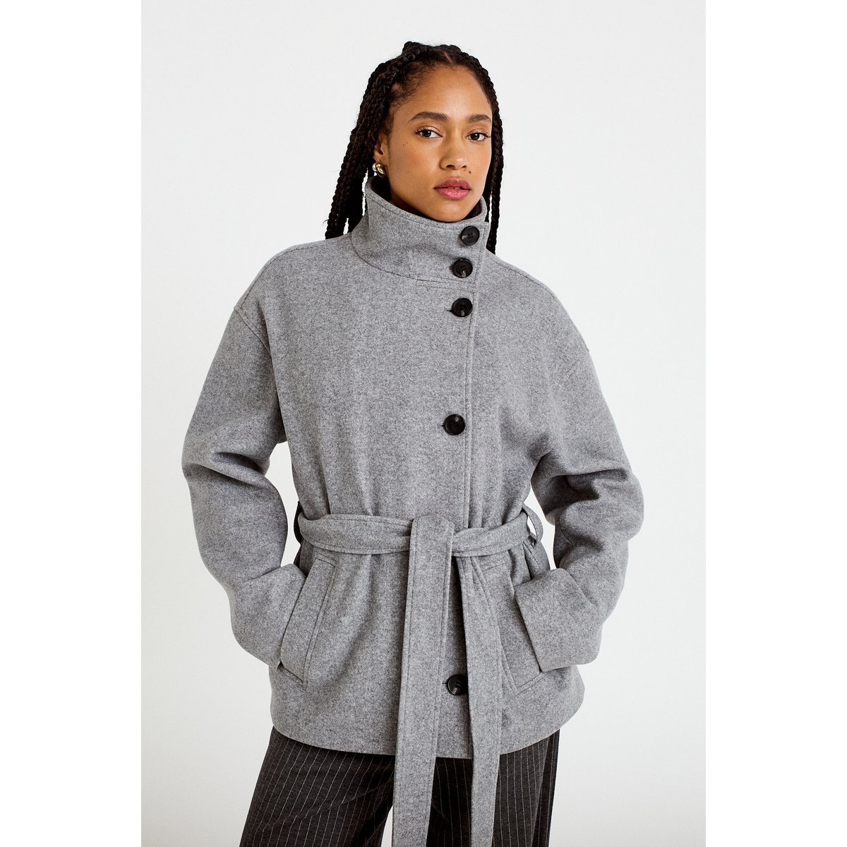 Veste oversize manches longues gris, CACHE CACHE