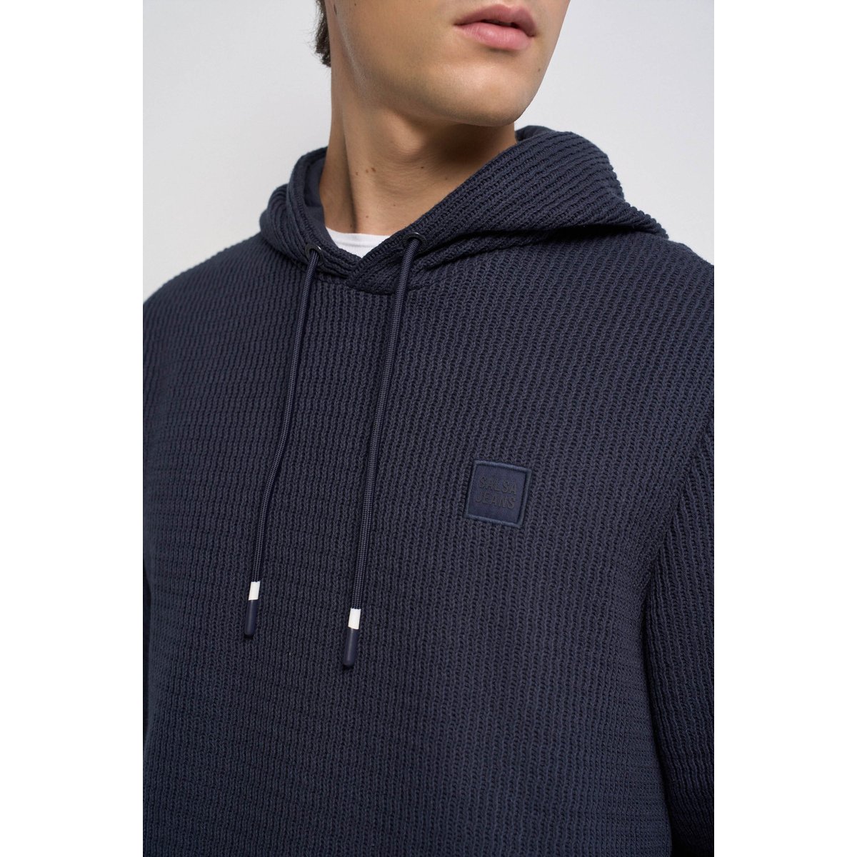 HOODIE EN MAILLE TEXTURÉE bleu foncé, SALSA JEANS