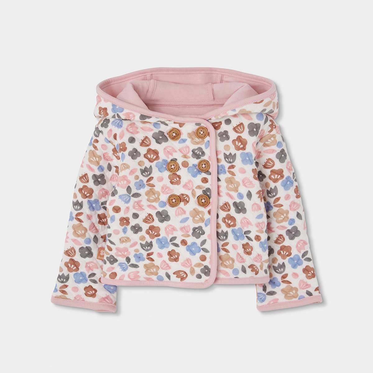 Veste maille bébé réversible imprimé fleurs pink, BOBOLI