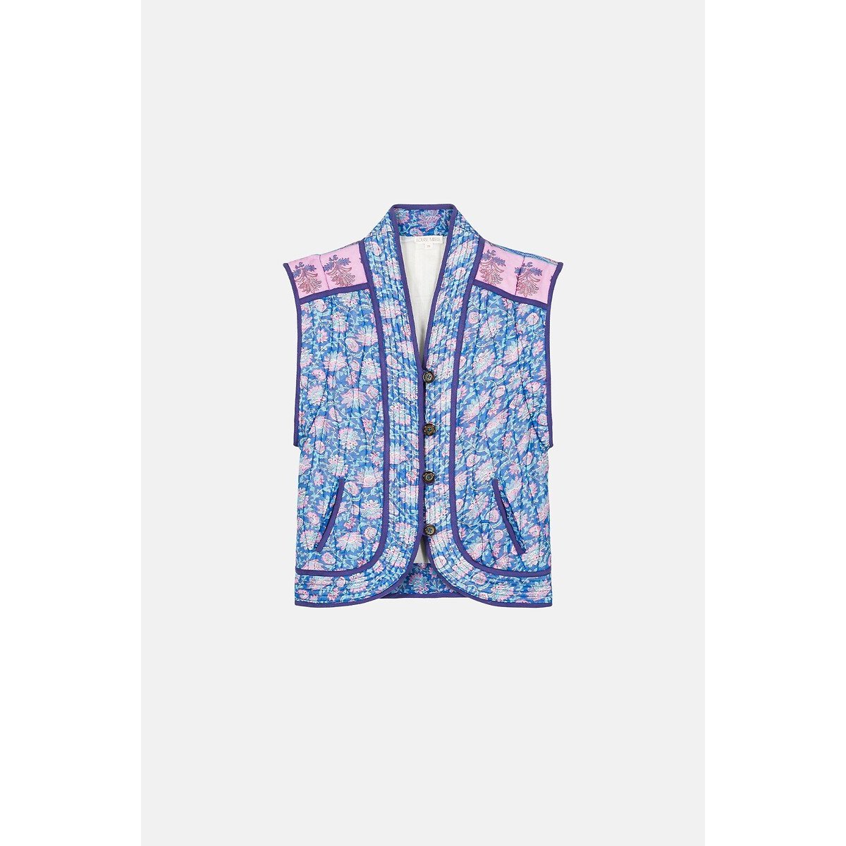 Printed Quilted Jacket with Removable Sleeves NELINA blue print, LOUISE MISHA