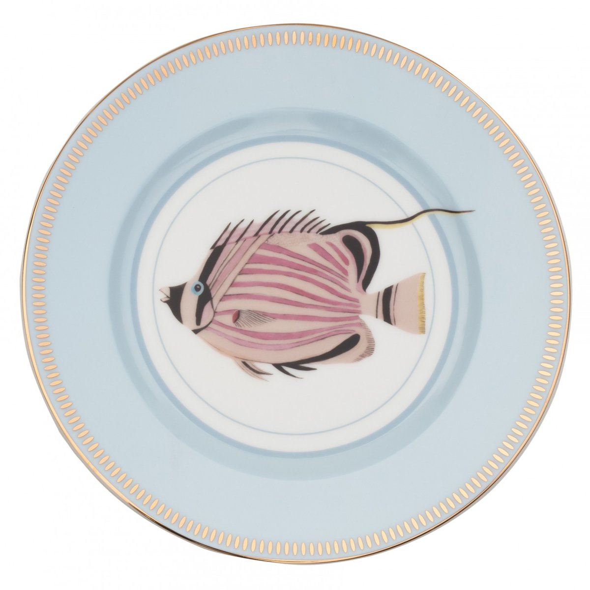 Set 4 Assiettes Animaux Marins 20cm multicolor , détails bords dorés, YVONNE ELLEN