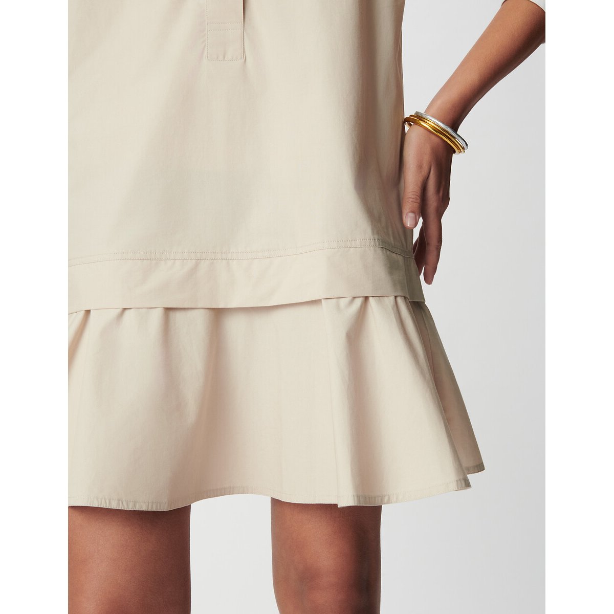 Kurzärmeliges, ausgestelltes Kleid mit Hemdkragen leinen, IKKS