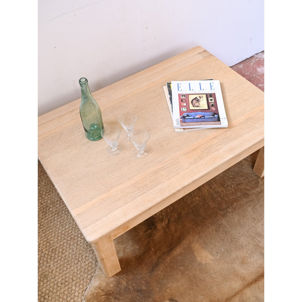 Table basse campagne en bois clair Léonie N°1159 - Bon état bois clair, DEBONGOUT