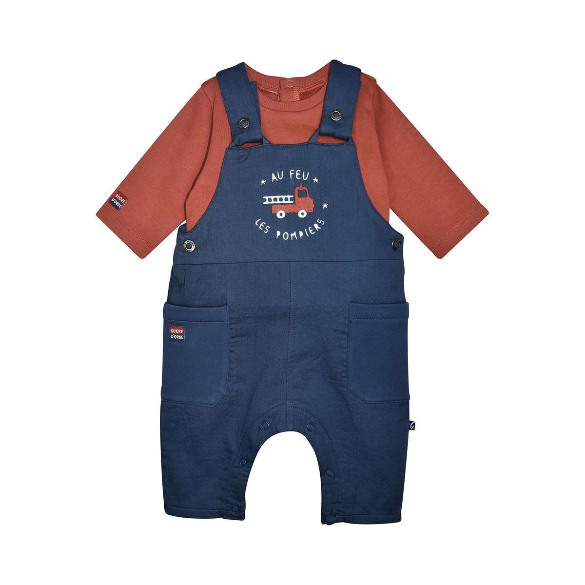 Ensemble tshirt manches longues salopette pepito bleu, SUCRE D'ORGE