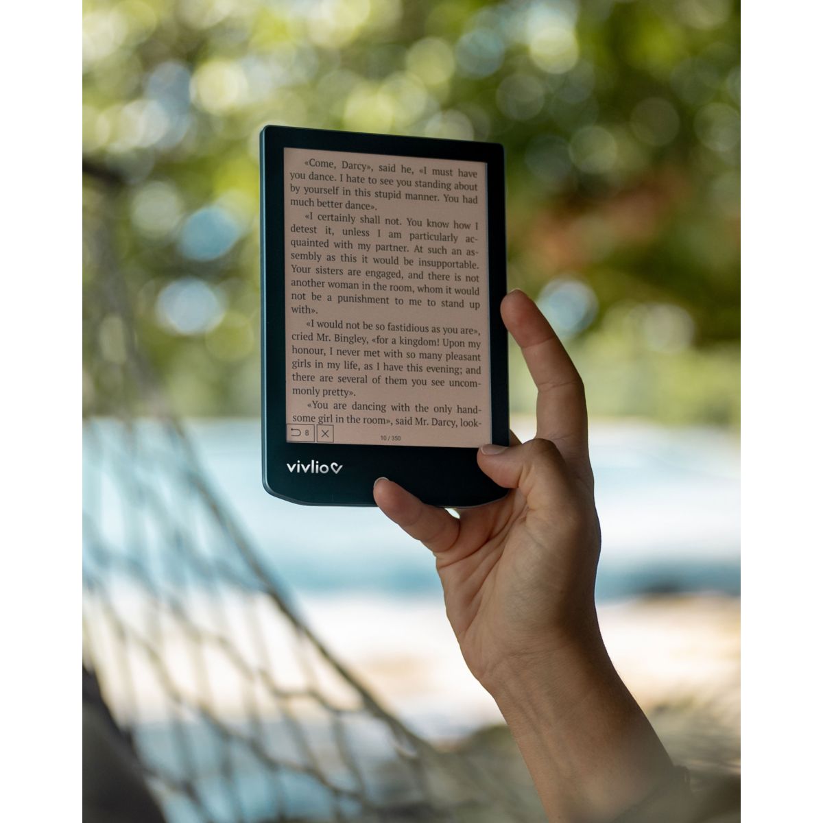 Liseuse eBook LIGHT HD COLOR Bleu acier couleur unique, VIVLIO