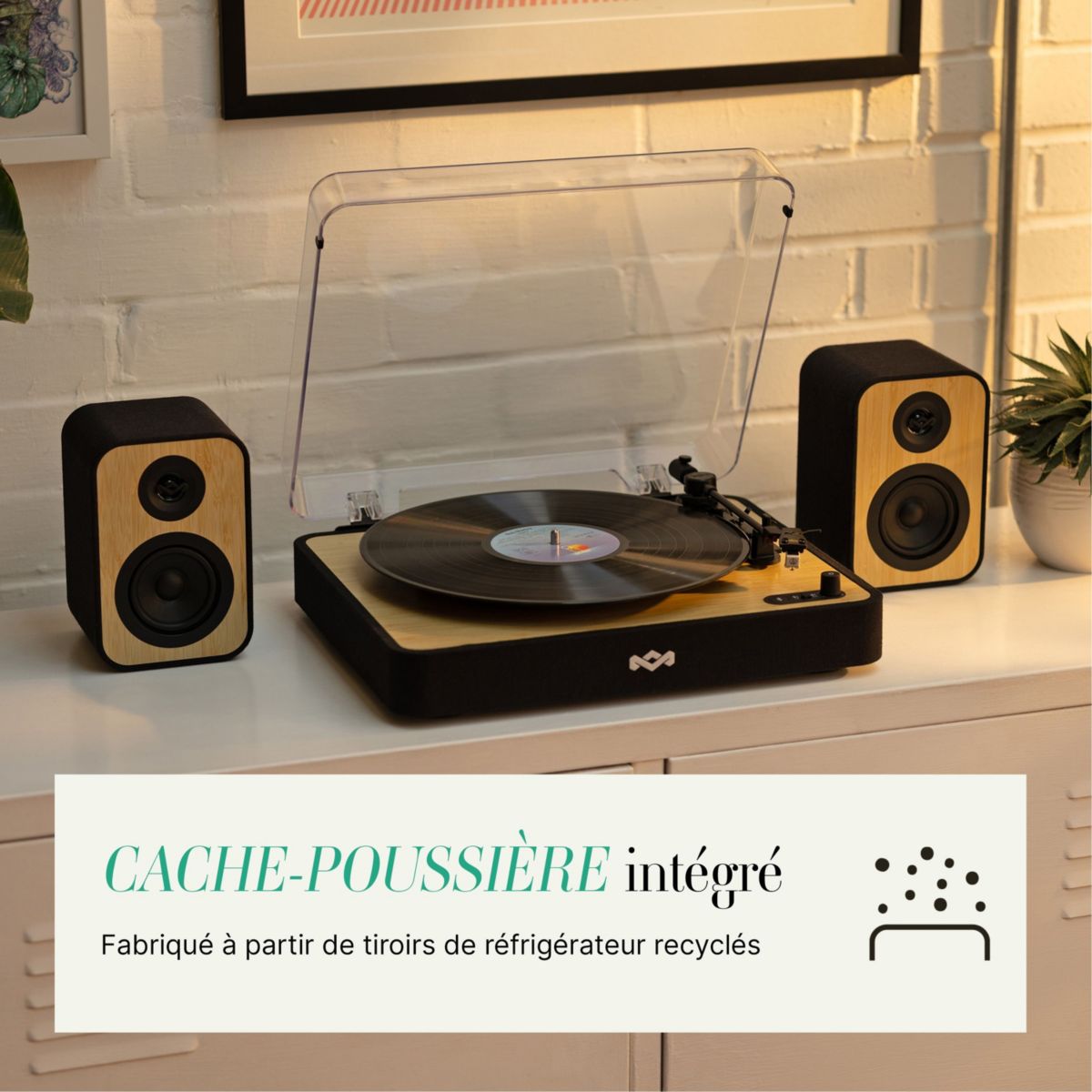 Platine vinyle avec enceintes - Pack Revolution bois, noir, MARLEY