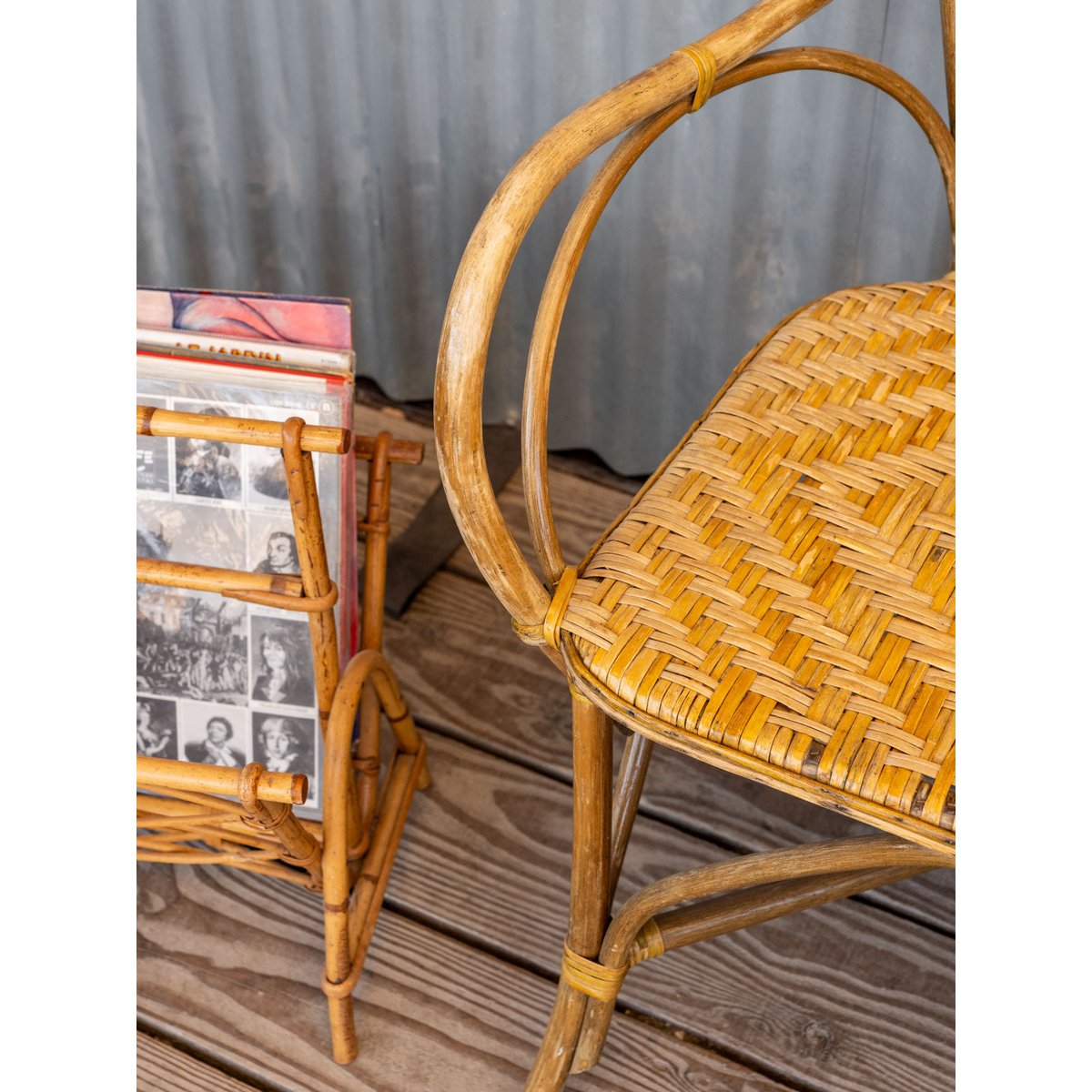 Banquette en rotin Martine N°61 - Bon état bois clair, DEBONGOUT