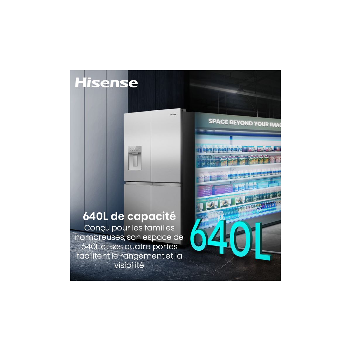 Réfrigérateur multi portes RQ640P5SSD couleur unique, HISENSE