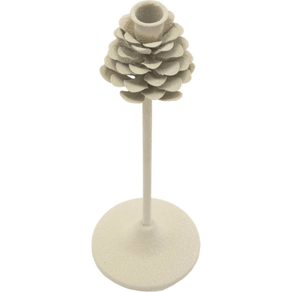 Bougeoir haut pomme de pin en fer MODERN crème, RECOLLECTION
