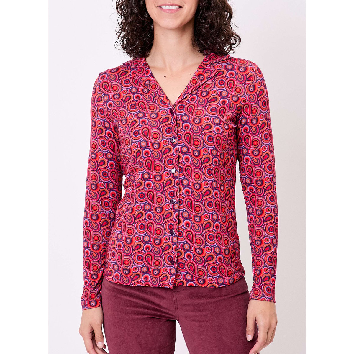 Chemisier imprimé maille fluide CELIA violet paisley, PRINCESSE NOMADE
