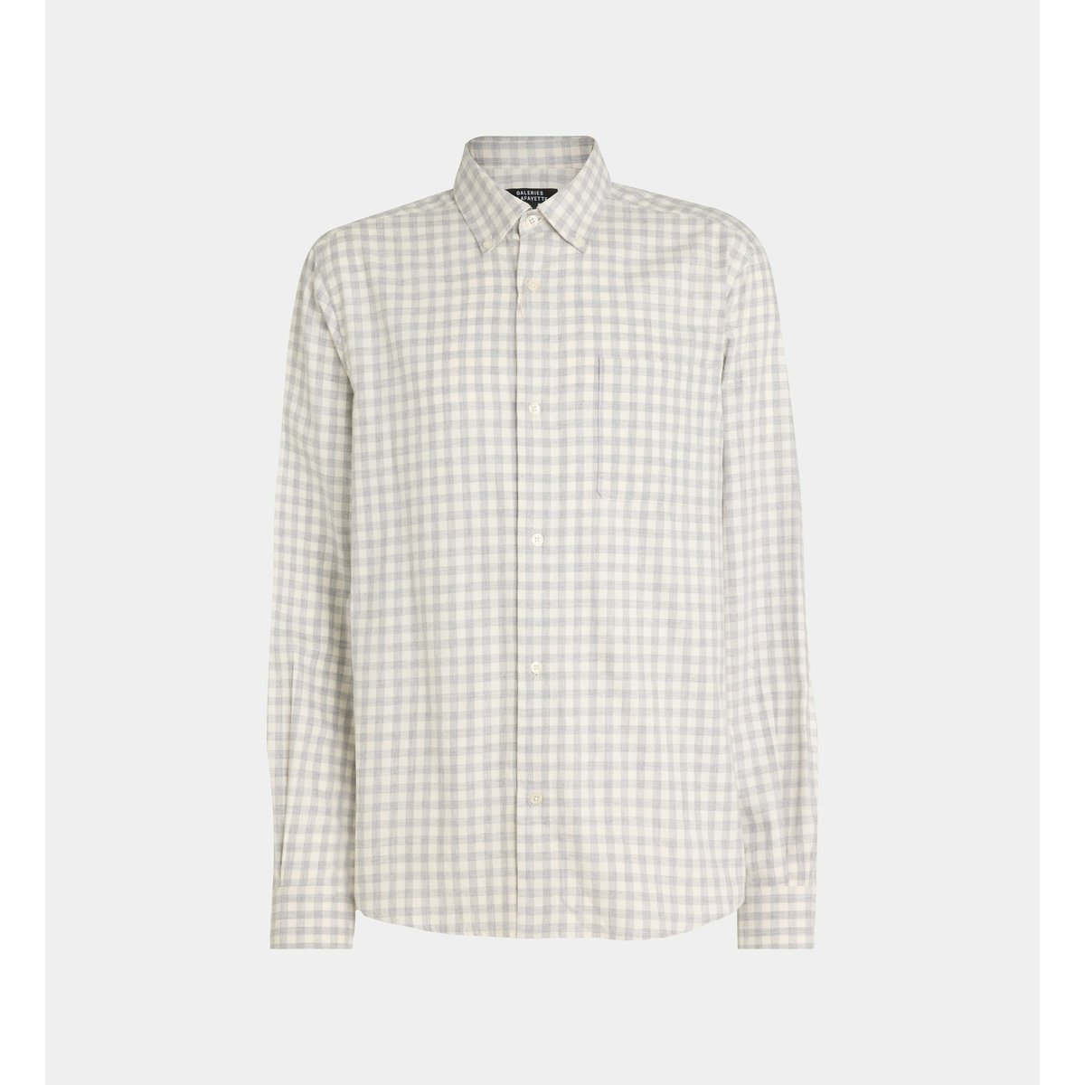 Chemise risharo 4 à carreaux en coton écru et gris, GALERIES LAFAYETTE