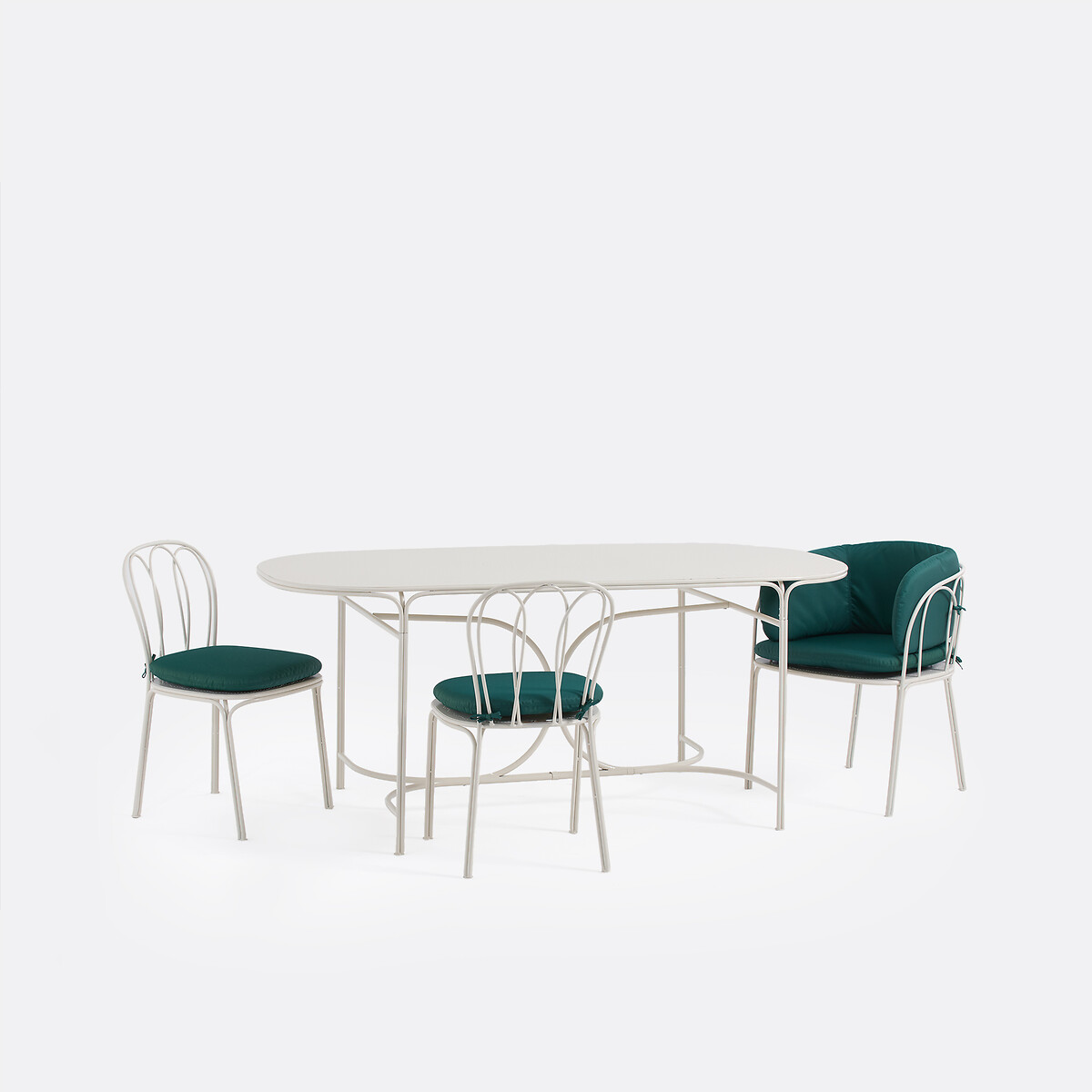 Table de jardin ovale, en métal acier, LACOMO galet, LA REDOUTE INTERIEURS