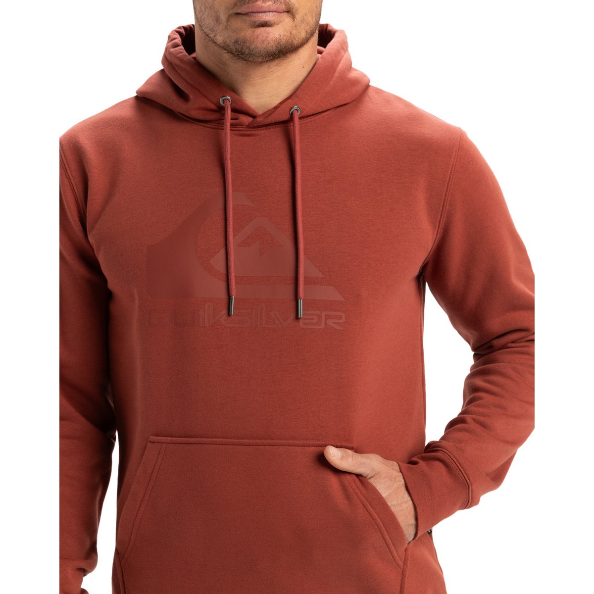 Sweat à capuche logo marron henna, QUIKSILVER