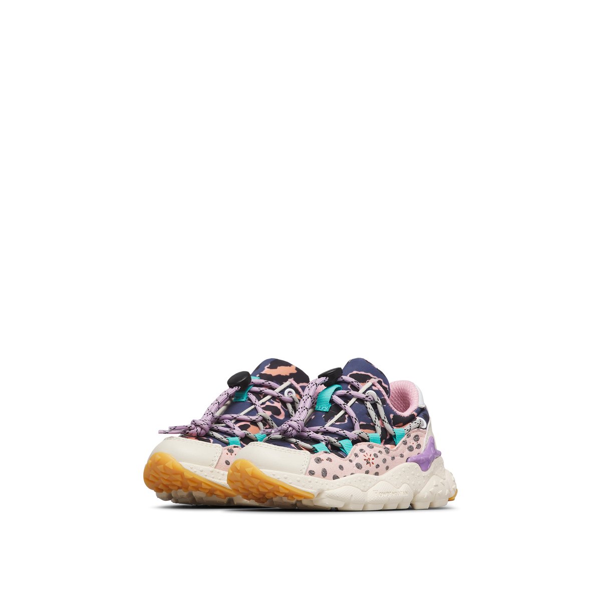 Sneakers en simili cuir et tissu technique RAIKIRI JUNIOR. beige-rose, NATURINO