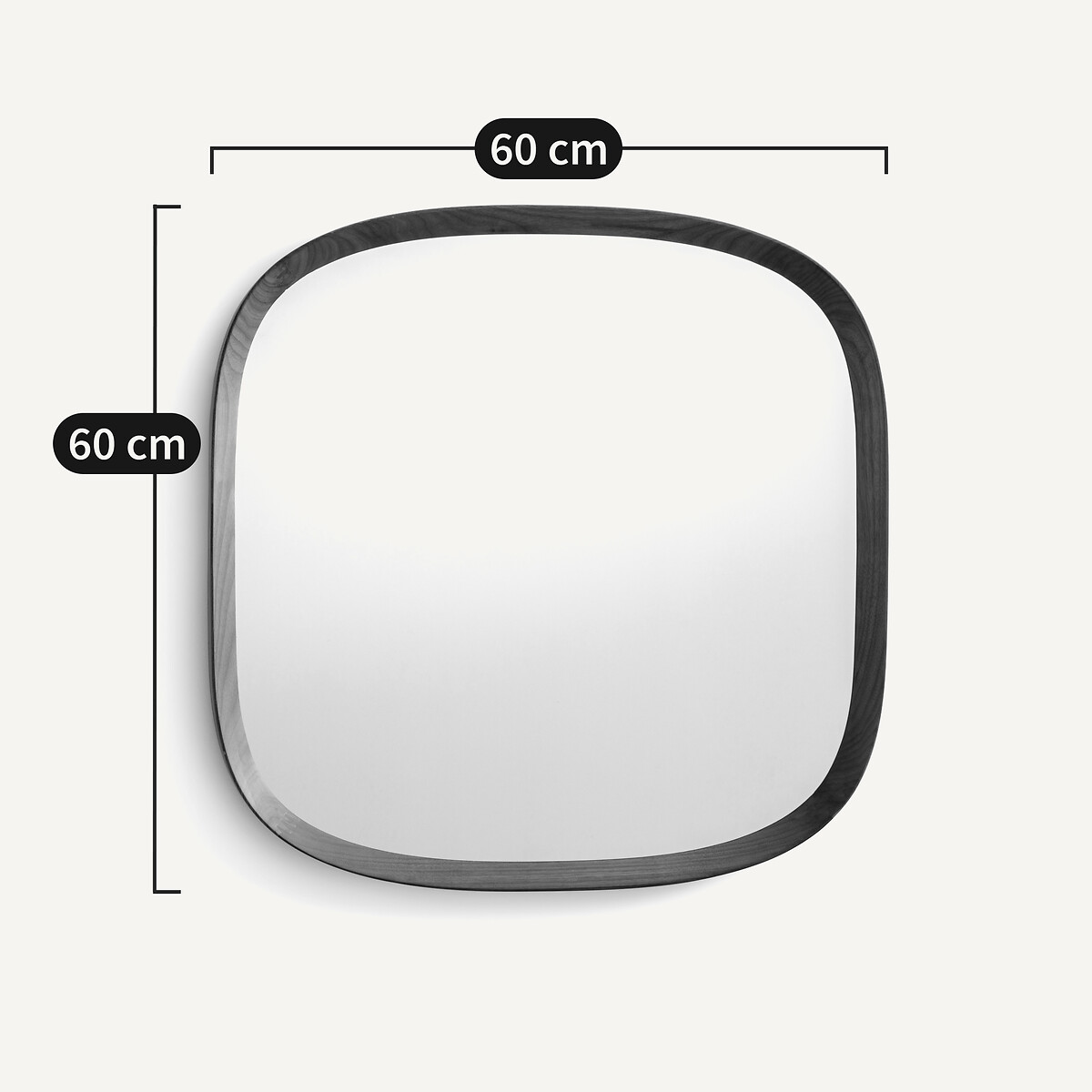 Orion 60cm High Solid Walnut Rounded Square Mirror walnut, AM.PM