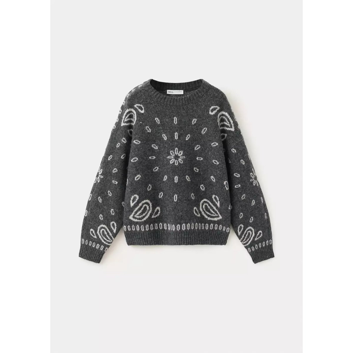 Pull-over maille jacquard gris anthracite, MANGO KIDS