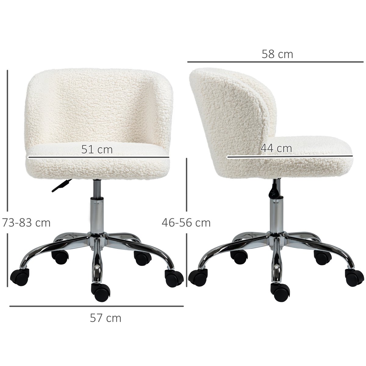 Chaise de bureau Polyester Blanc blanc, HOMCOM