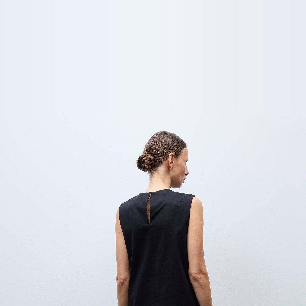 Robe courte unie sans manches contenant du coton noir, MONOPRIX
