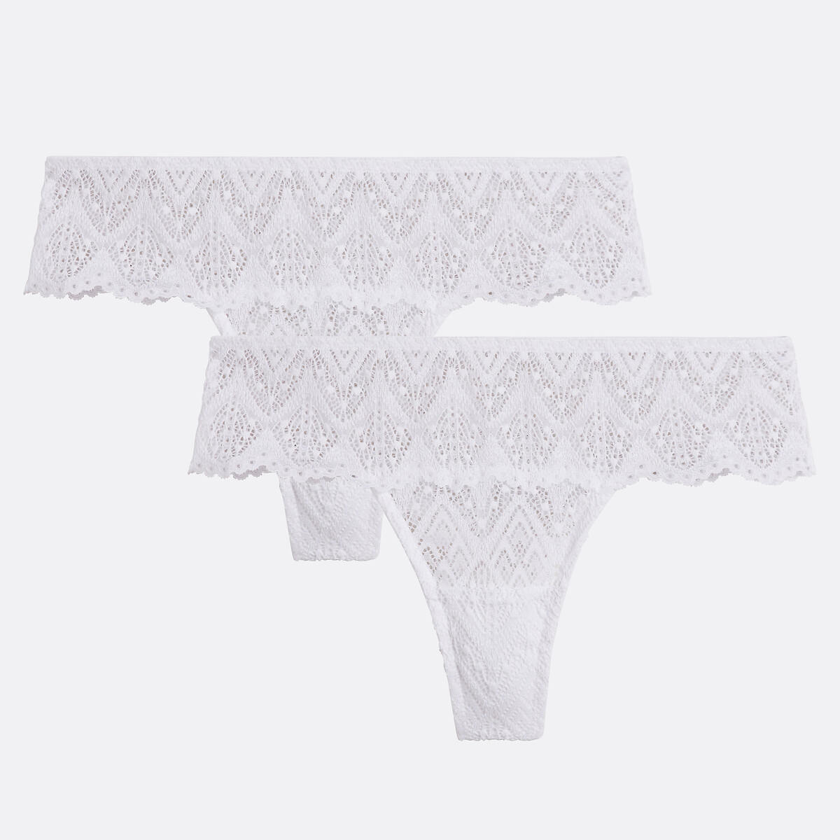 Lote de 2 tangas en encaje, Lison blanco, LA REDOUTE COLLECTIONS