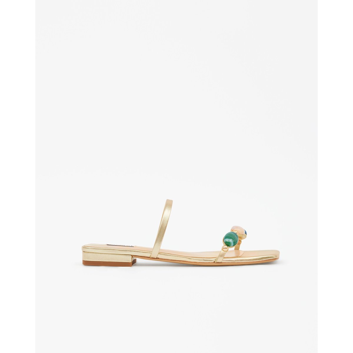 Mules à bout carré et cabochons THETIS doré, MI MAI