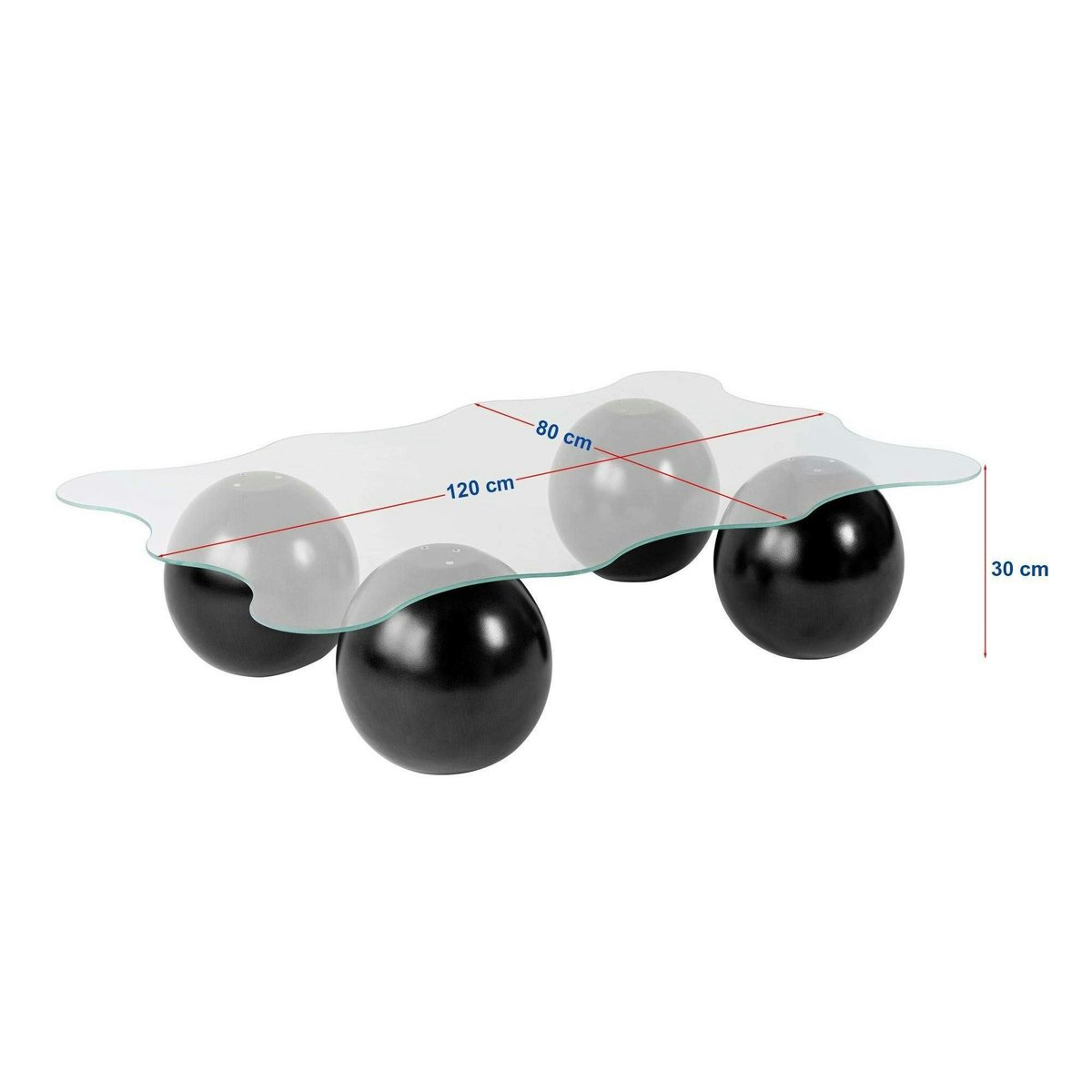 Table basse en verre forme ondulée KOCHI transparent, PIER IMPORT