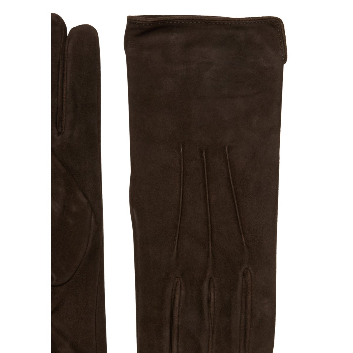 Gants en cuir de chèvre en cuir velours souple marron foncé, MARC O'POLO