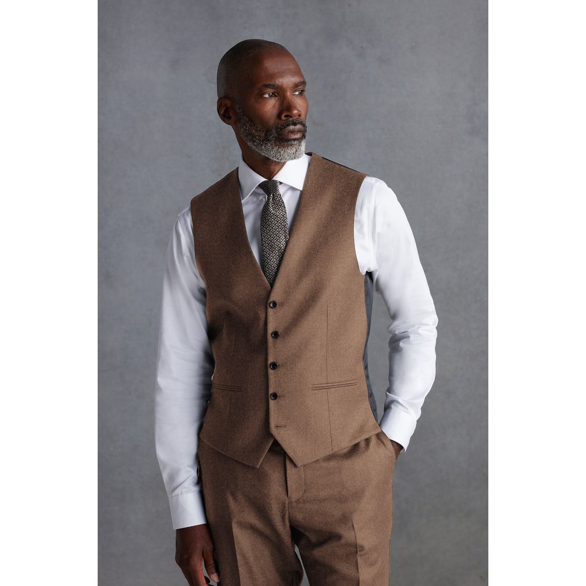 Gilet de costume zignone en flanelle texturée Signature naturel, NEXT