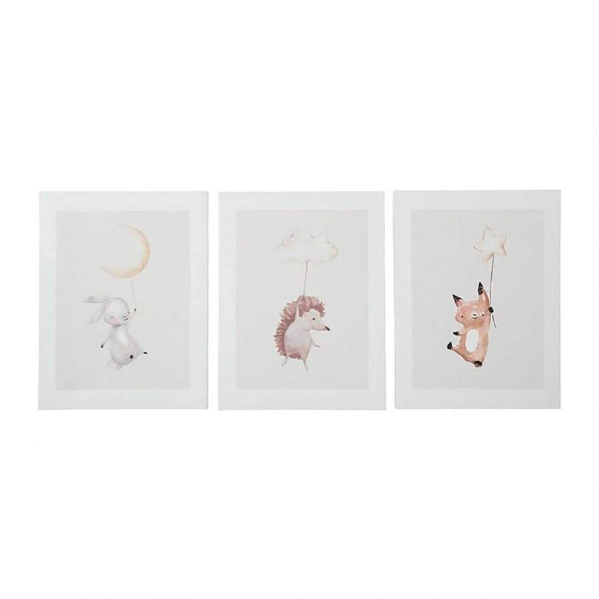 Lot de 3 tableaux toile Doudous 30x40 blanc, DECORATIE