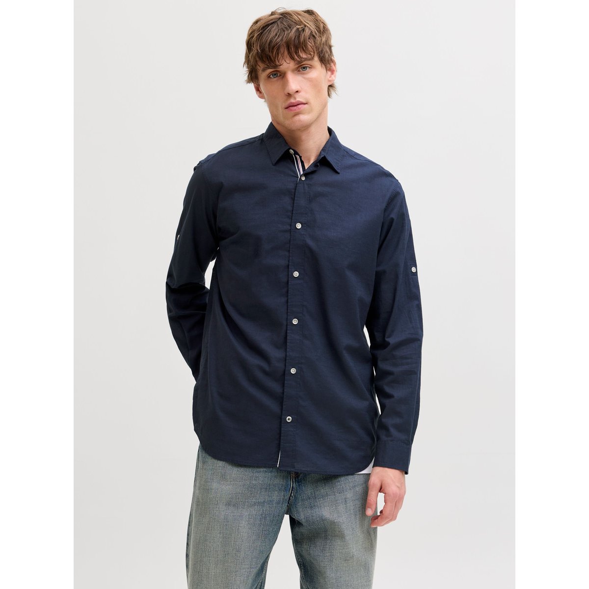 Chemise manches longues bleu marine, JACK & JONES