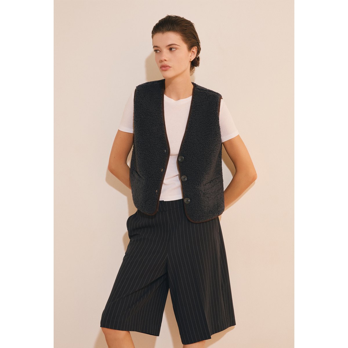 Veste sans manches effet sherpa JEANNY encre, ETAM