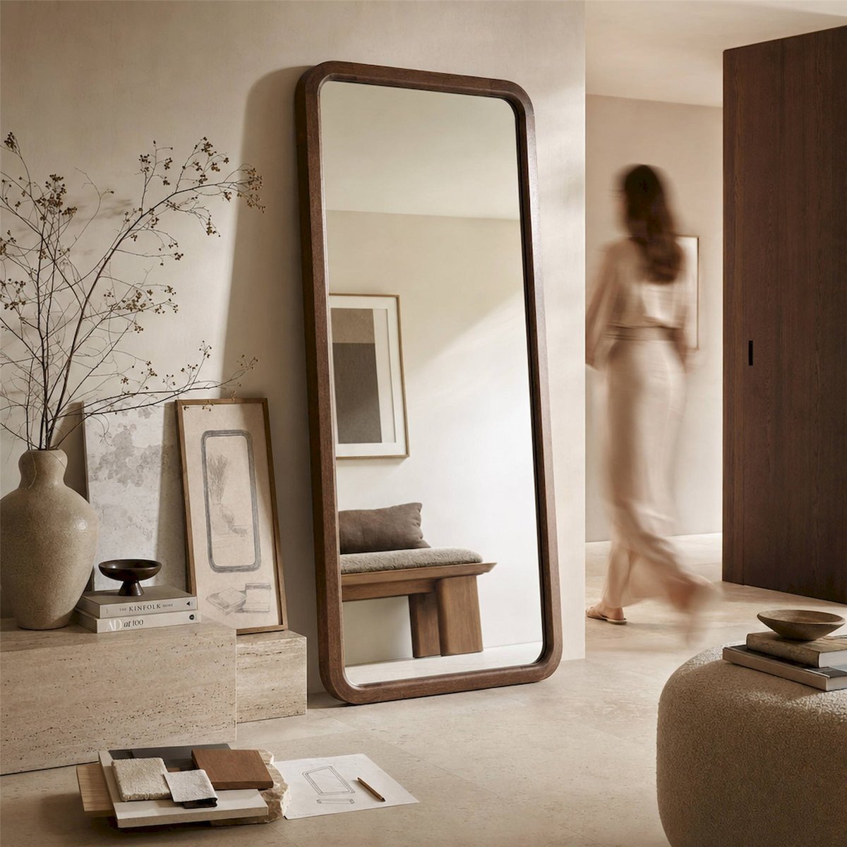 Miroir rectangulaire en bois lubeca marron, RECOLLECTION