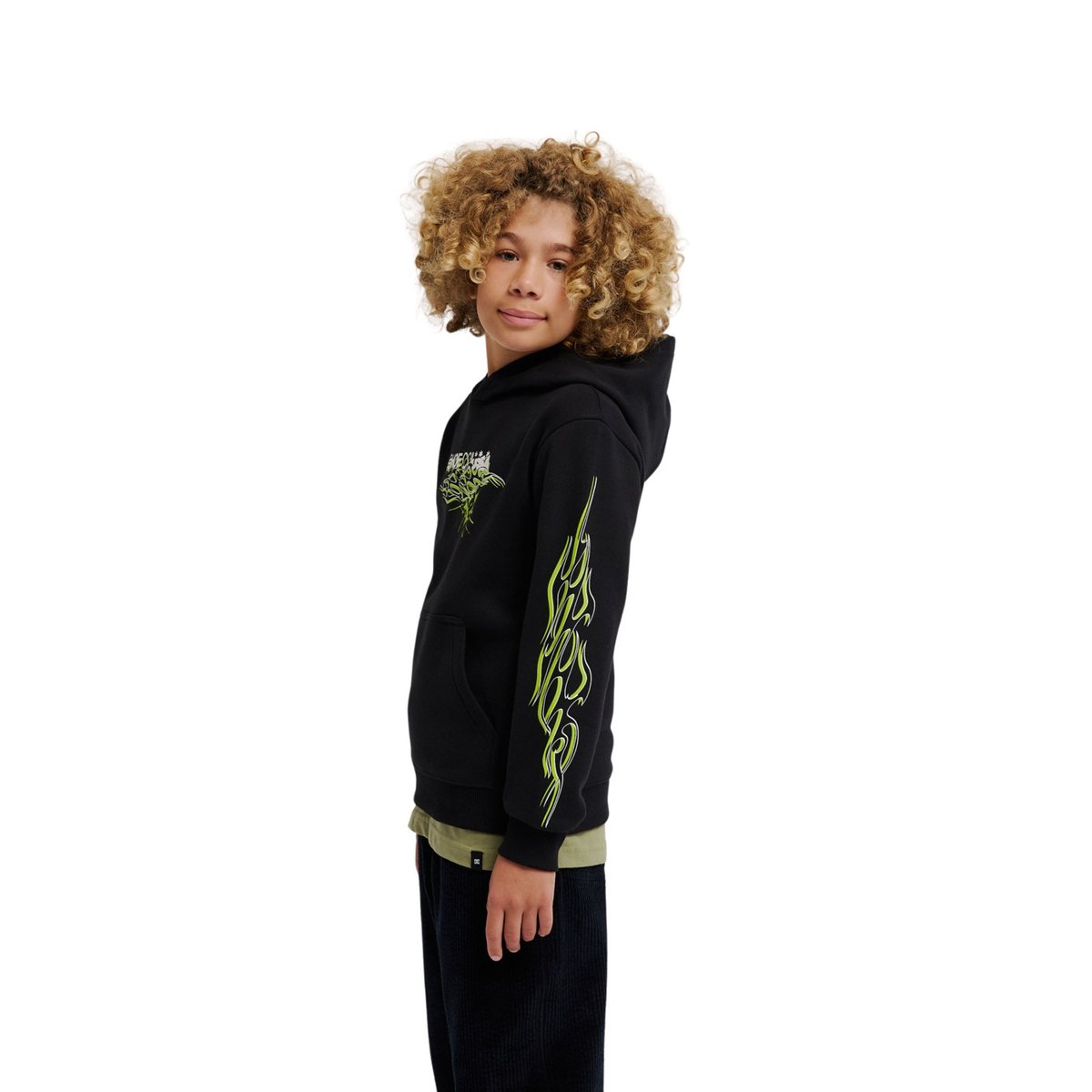 Sweat capuche SIDE FLAME. noir black, DC SHOES