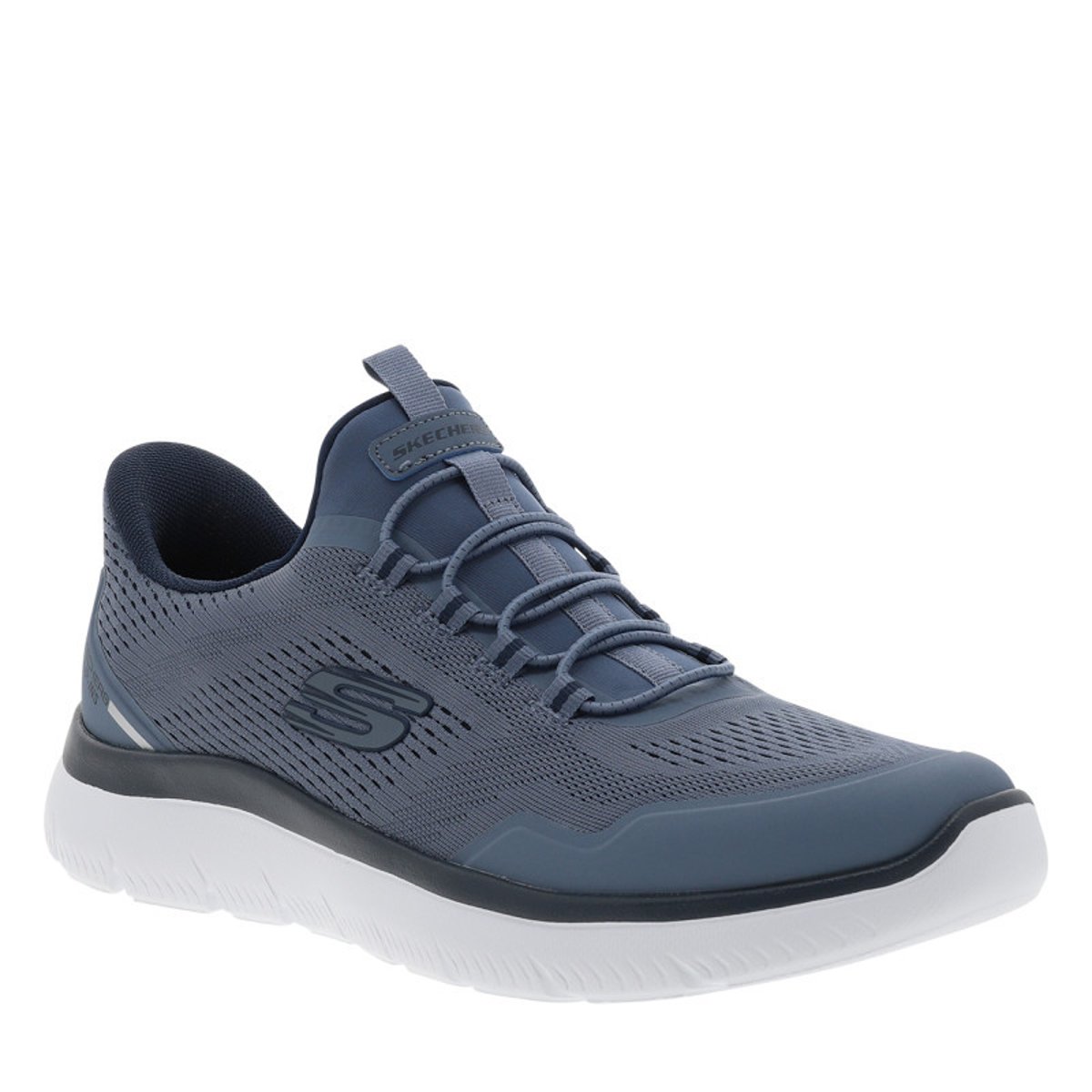 Baskets running bleu marine à semelle plate avec une fermeture slip-on bleu foncé, SKECHERS