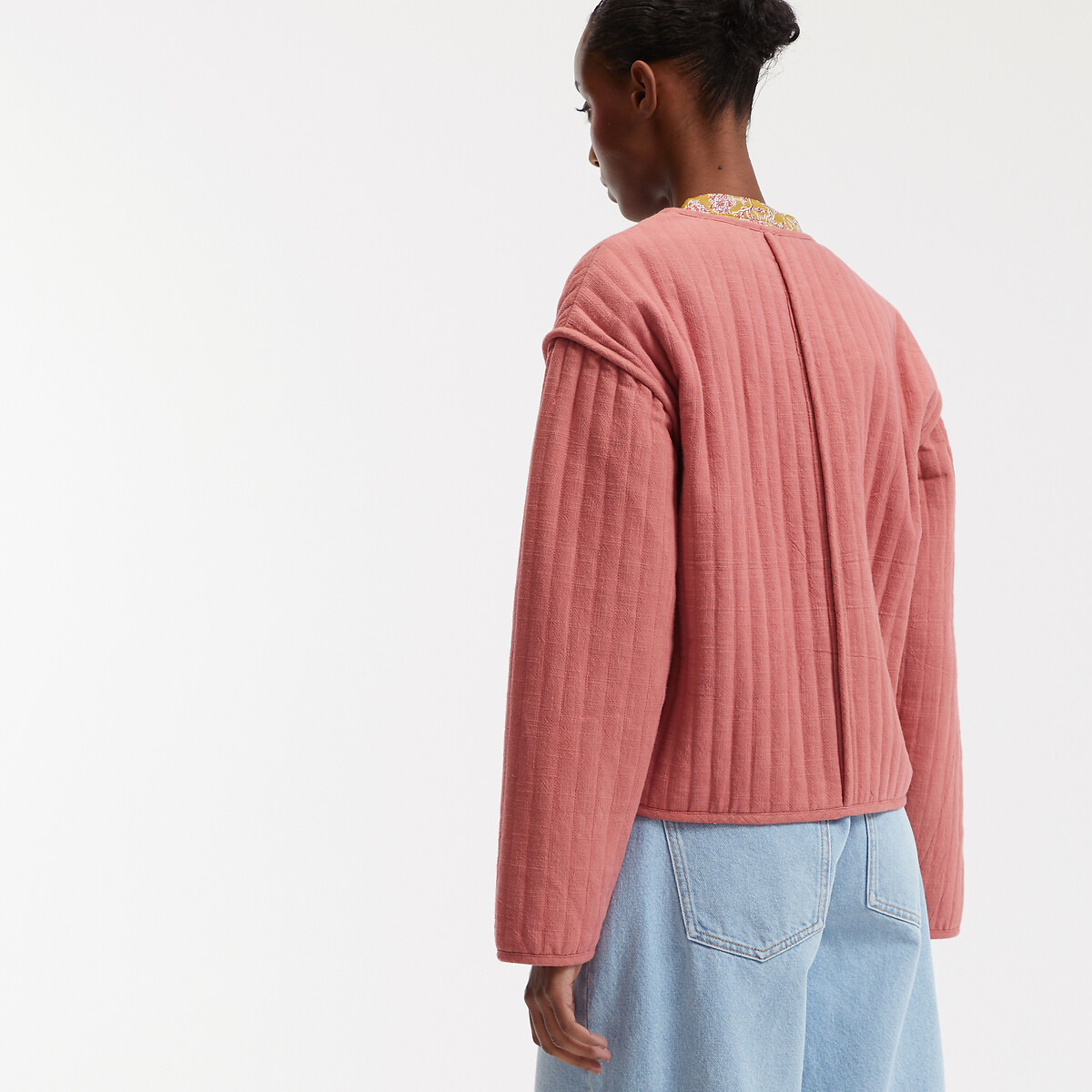 Mid-Season Short Padded Jacket with Press-Studs pink, LA REDOUTE COLLECTIONS