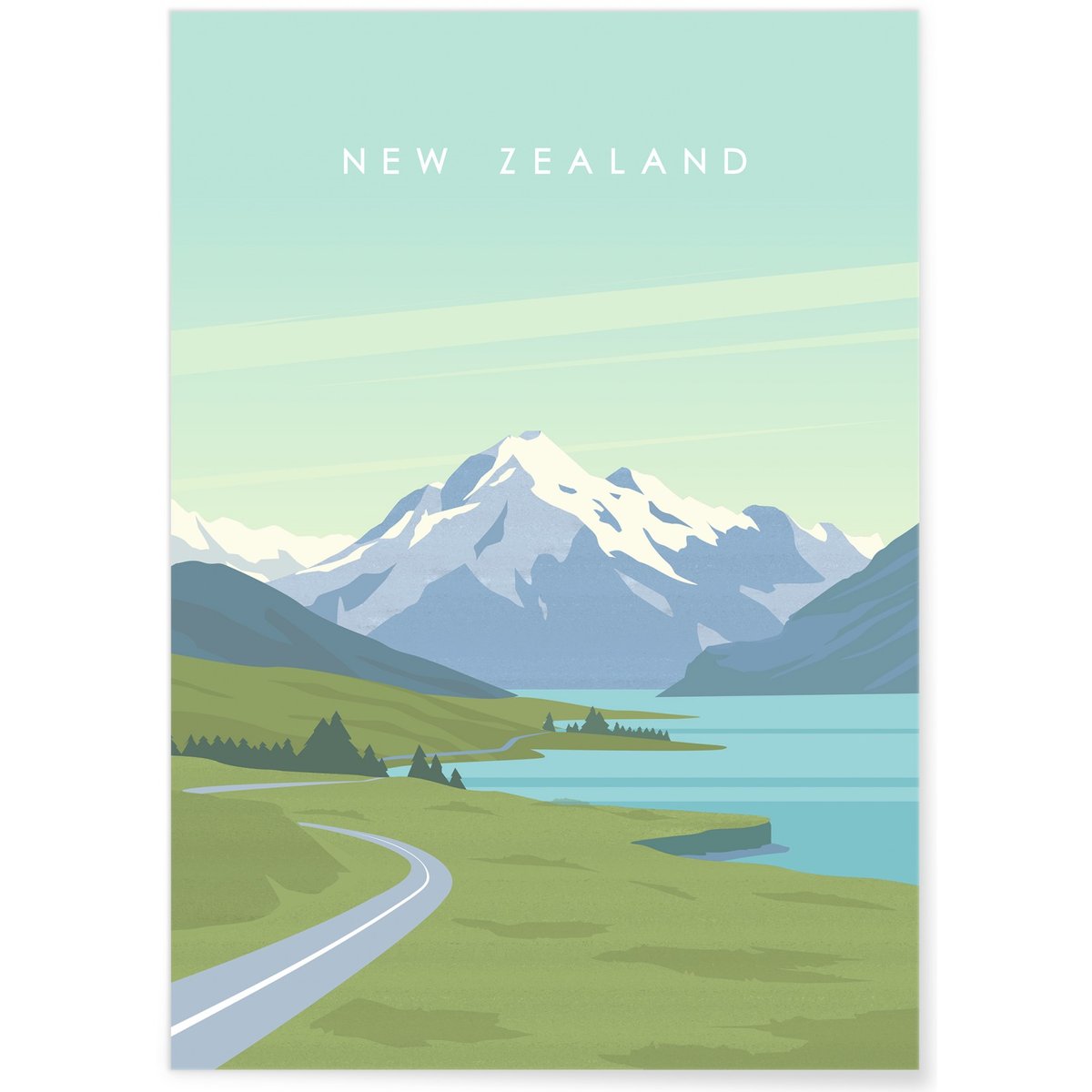Affiche New-Zealand 2 blanc, L'AFFICHERIE