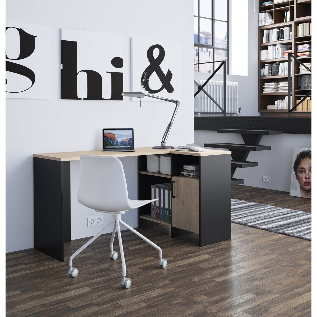 Bureau d'angle LIVERPOOL beige, DIAGONE