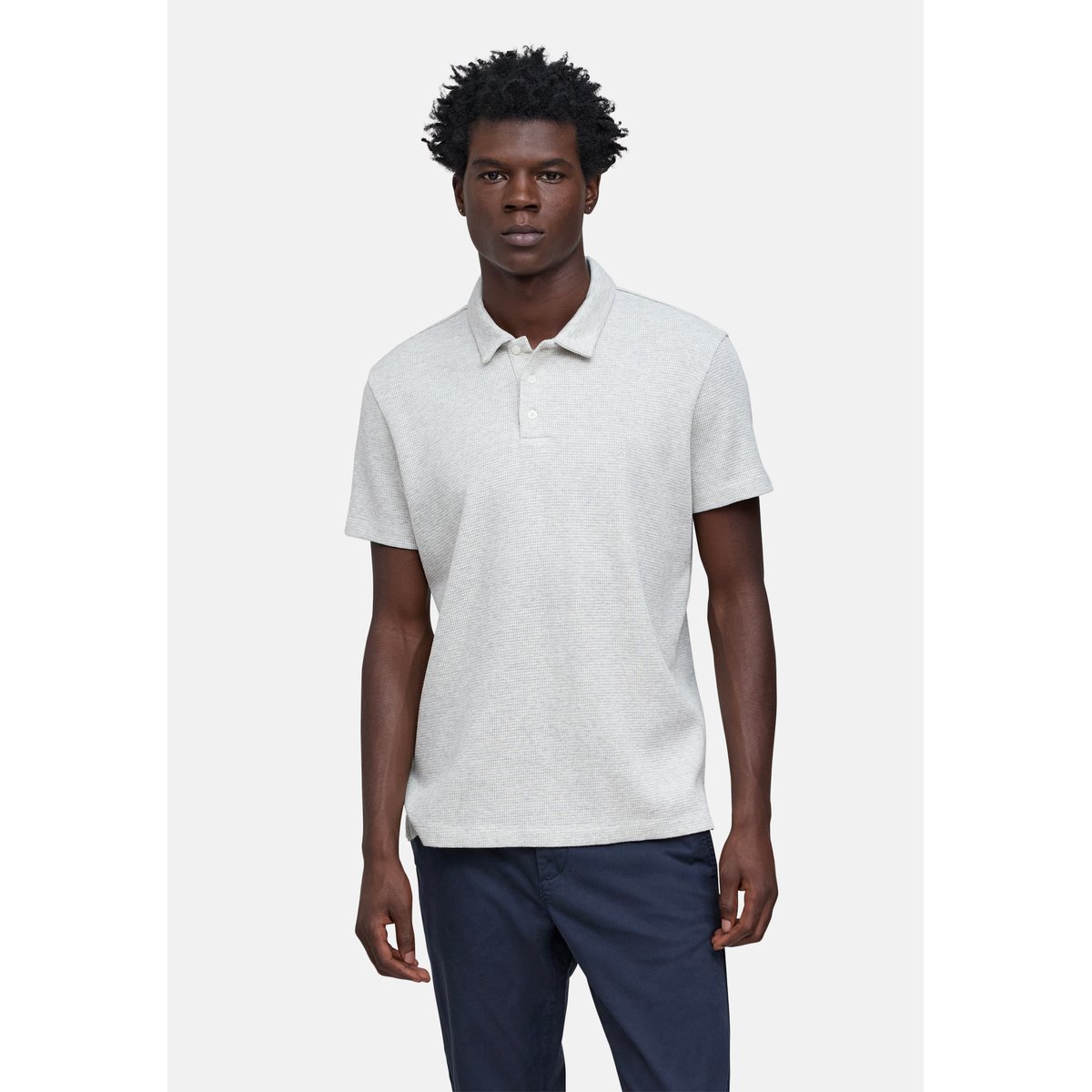 Polo coton bio maille nid d'abeille gris clair, IKKS