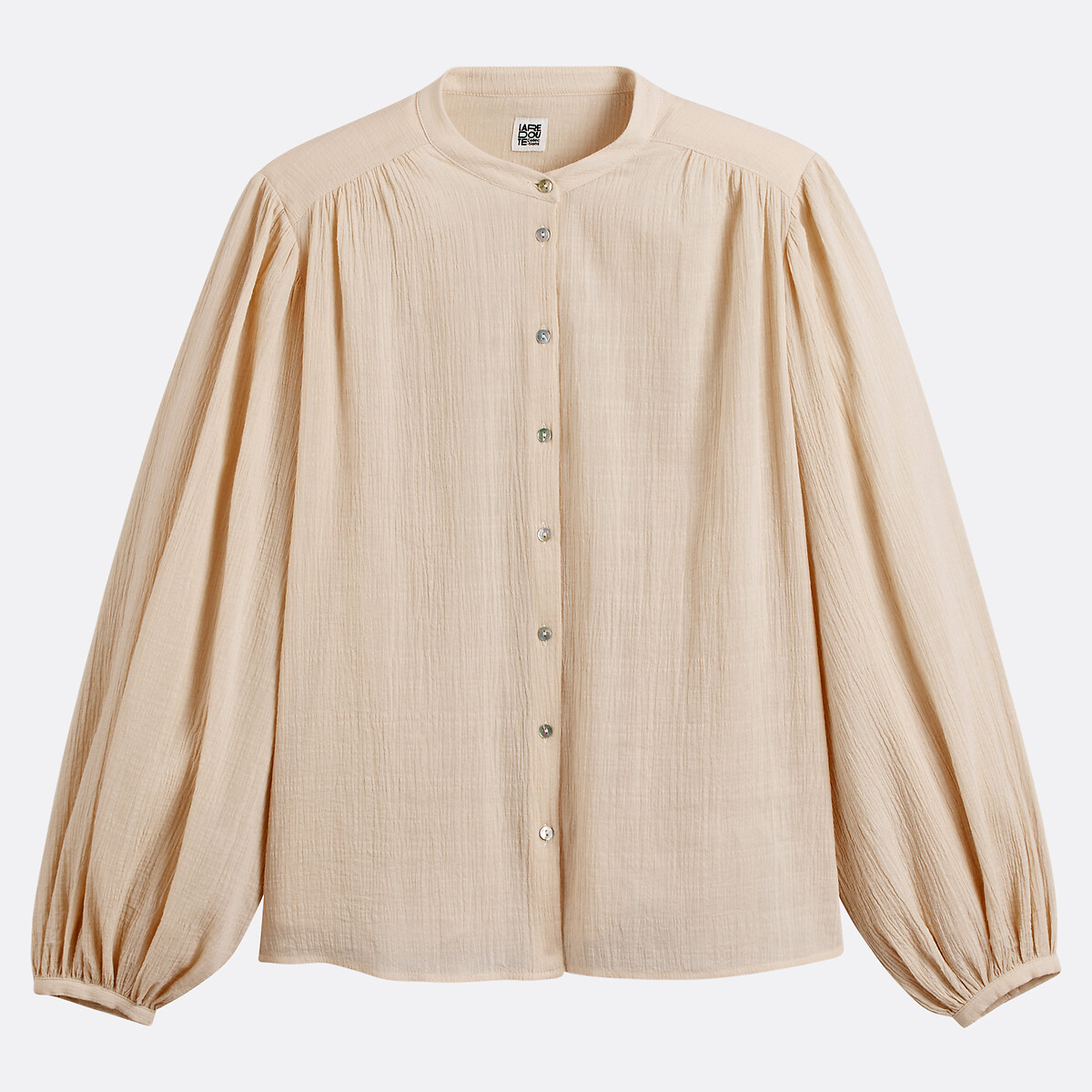 Chemise col mao, oversize, Signature LISE beige, LA REDOUTE COLLECTIONS
