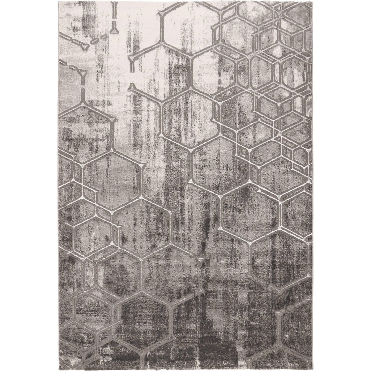 Tapis rectangulaire à motif géométrique gris argent clair et foncé, ARTE ESPINA
