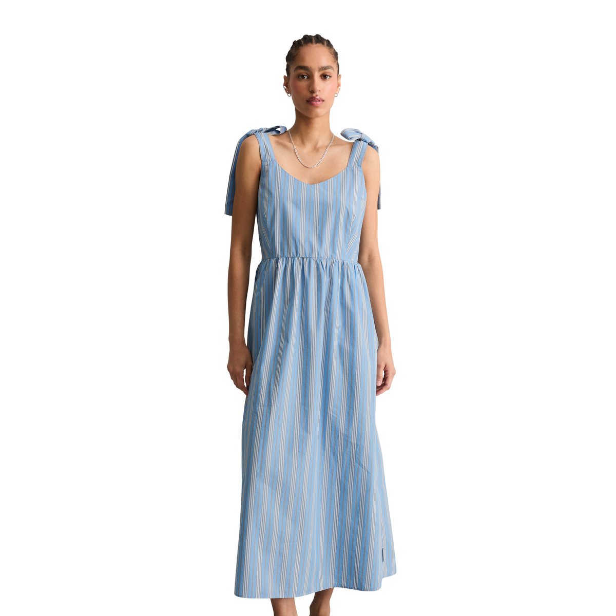 Robe à rayures en forme en popeline Papertouch bleu, MARC O’POLO DENIM