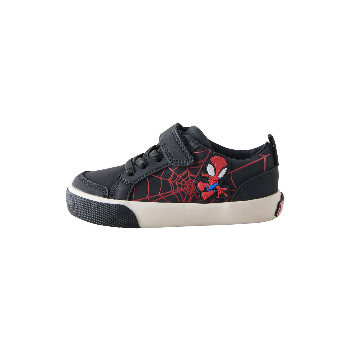 Baskets à lacets élastiques et scratch spiderman noir/rouge, NEXT