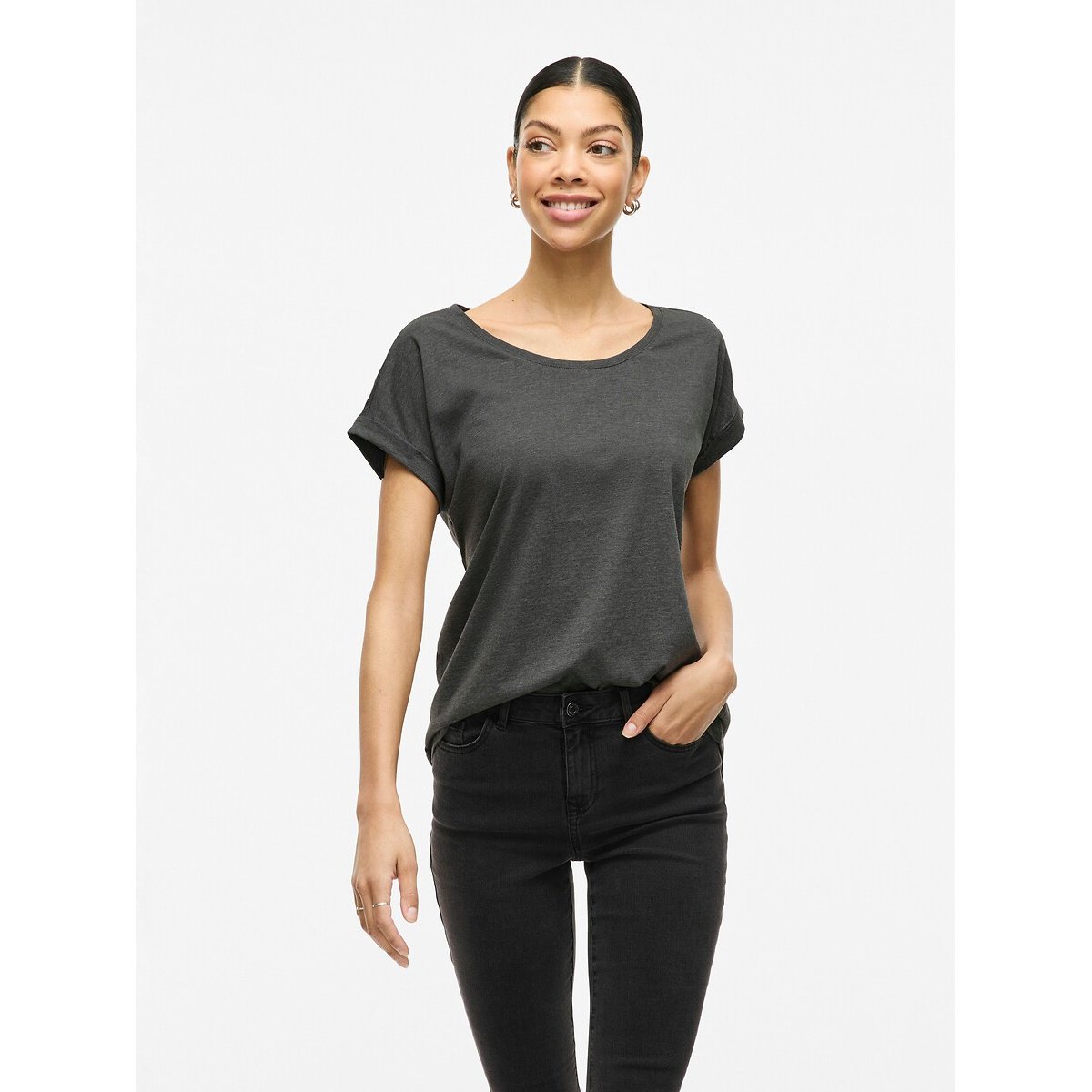 T-shirt en jersey gris moyen, VILA