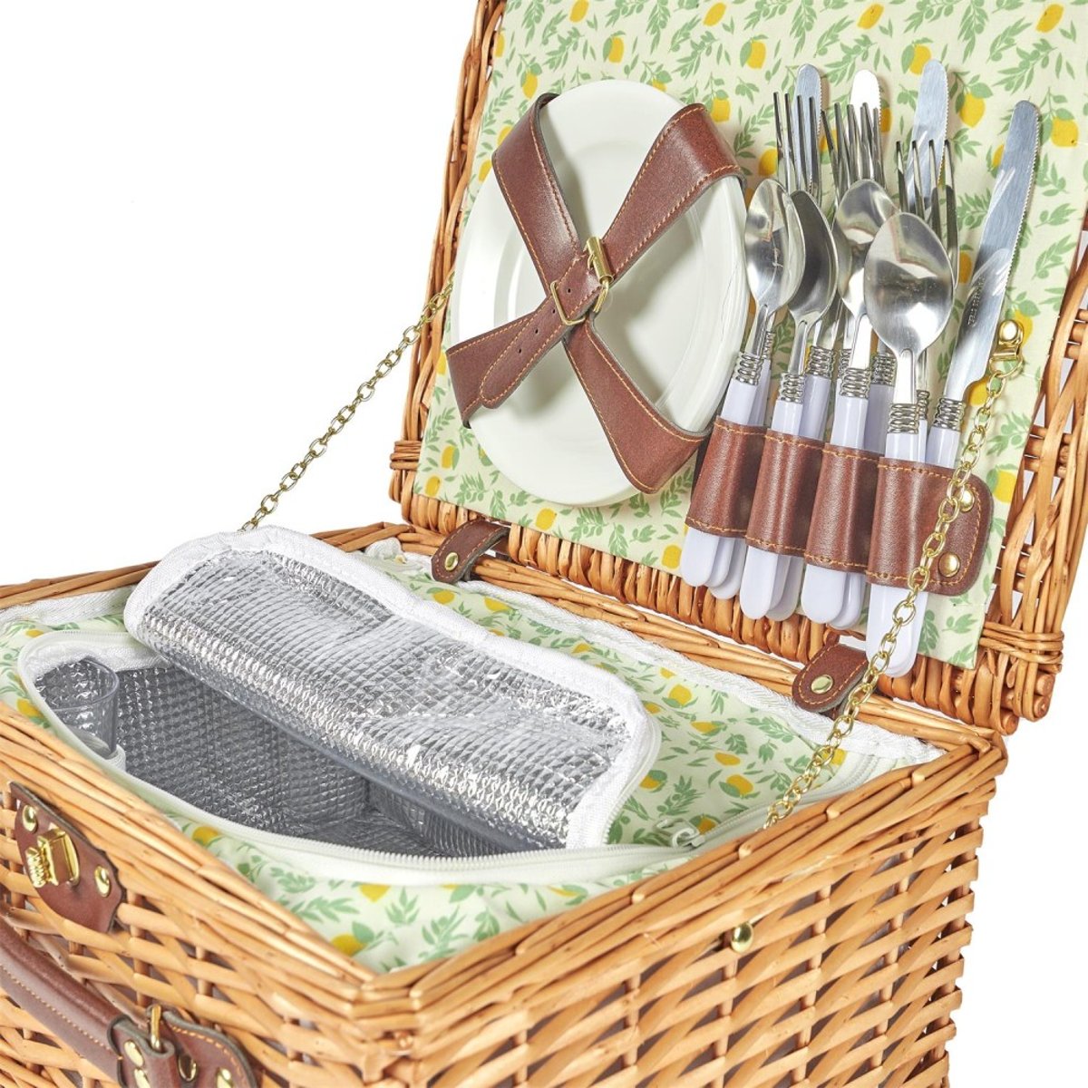 Panier De Pique Nique Pour 4 Personnes Vert marron, DECORATIE