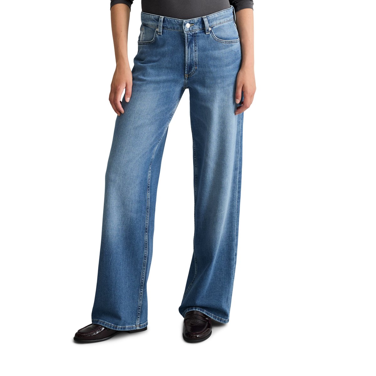 Jeans modèle Tomke wide en coton bio stretch tout doux bleu, MARC O’POLO DENIM