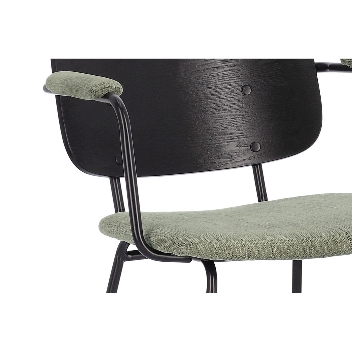 Chaises de salle à manger en bois accoudoirs tissu (lot de 2) - JADE vert, HELLIN, DEPUIS 1862