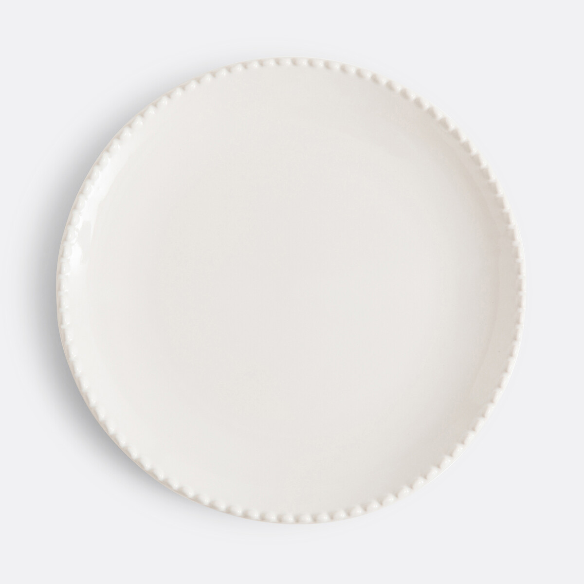 Lot 4 assiettes plates en grès liseré perlé, Akoya ecru, LA REDOUTE INTERIEURS